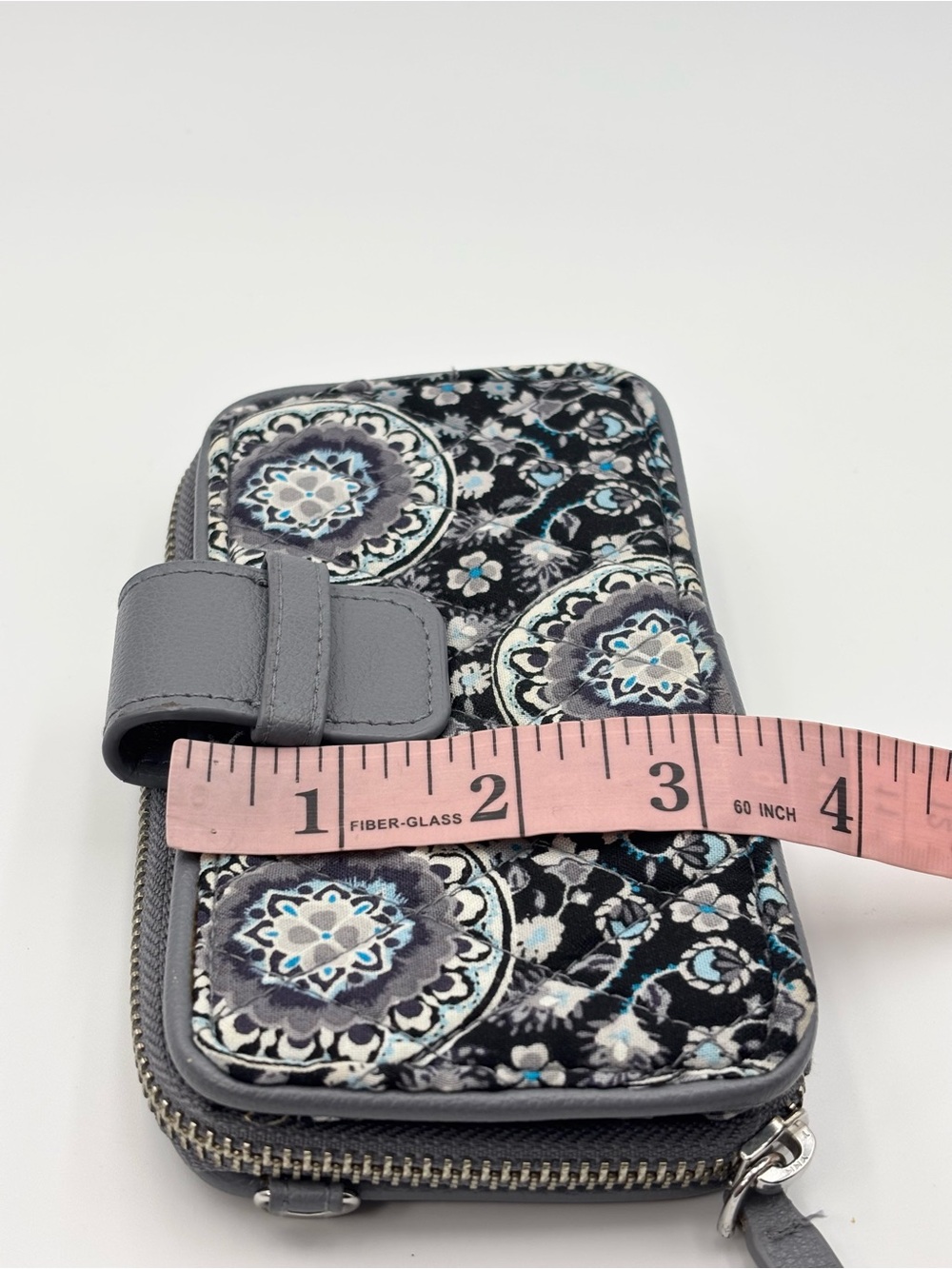Vera Bradley Gray Floral Medallion Zip Wallet - Picture 9 of 10